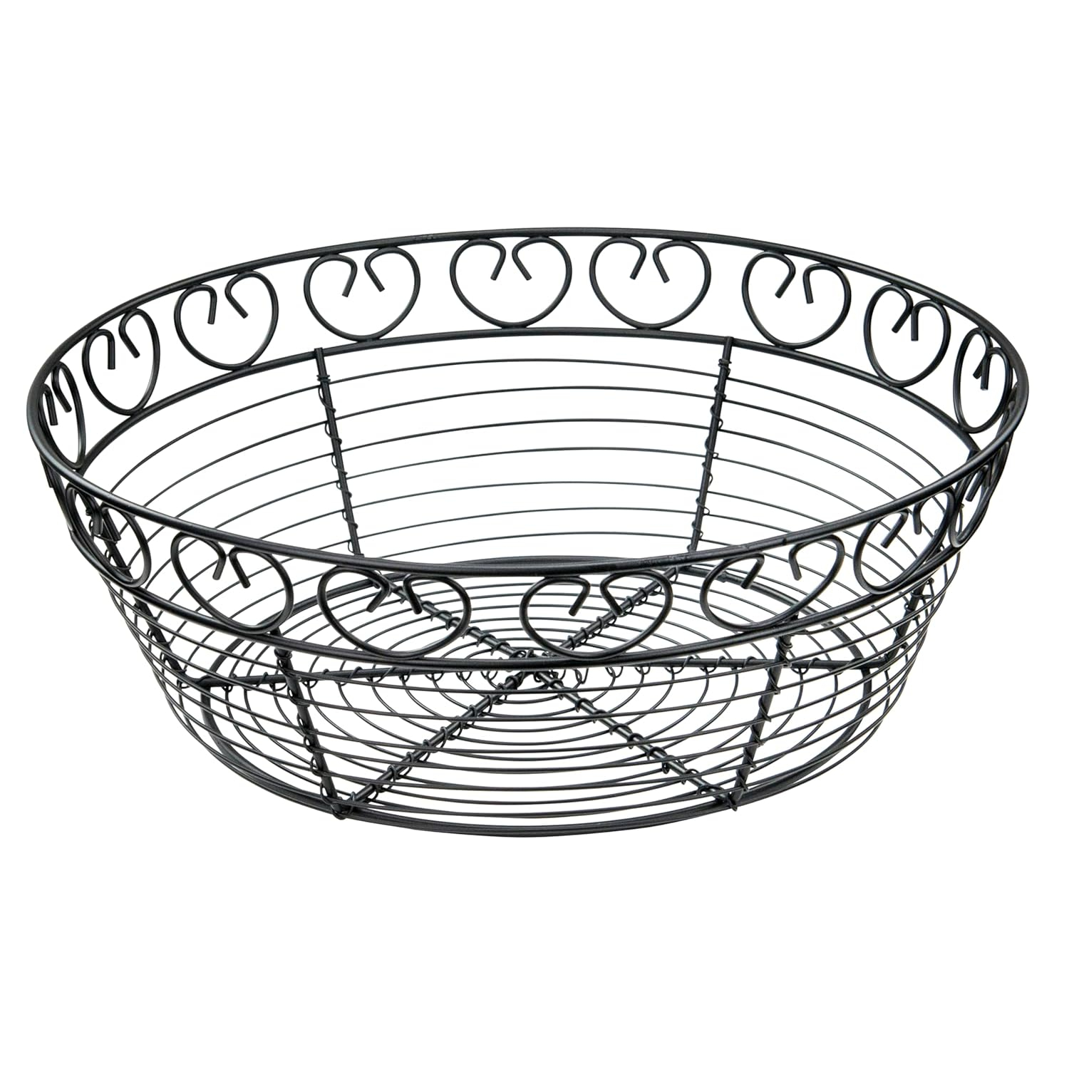 Black Stainless Steel Round Wire Fruit Basket