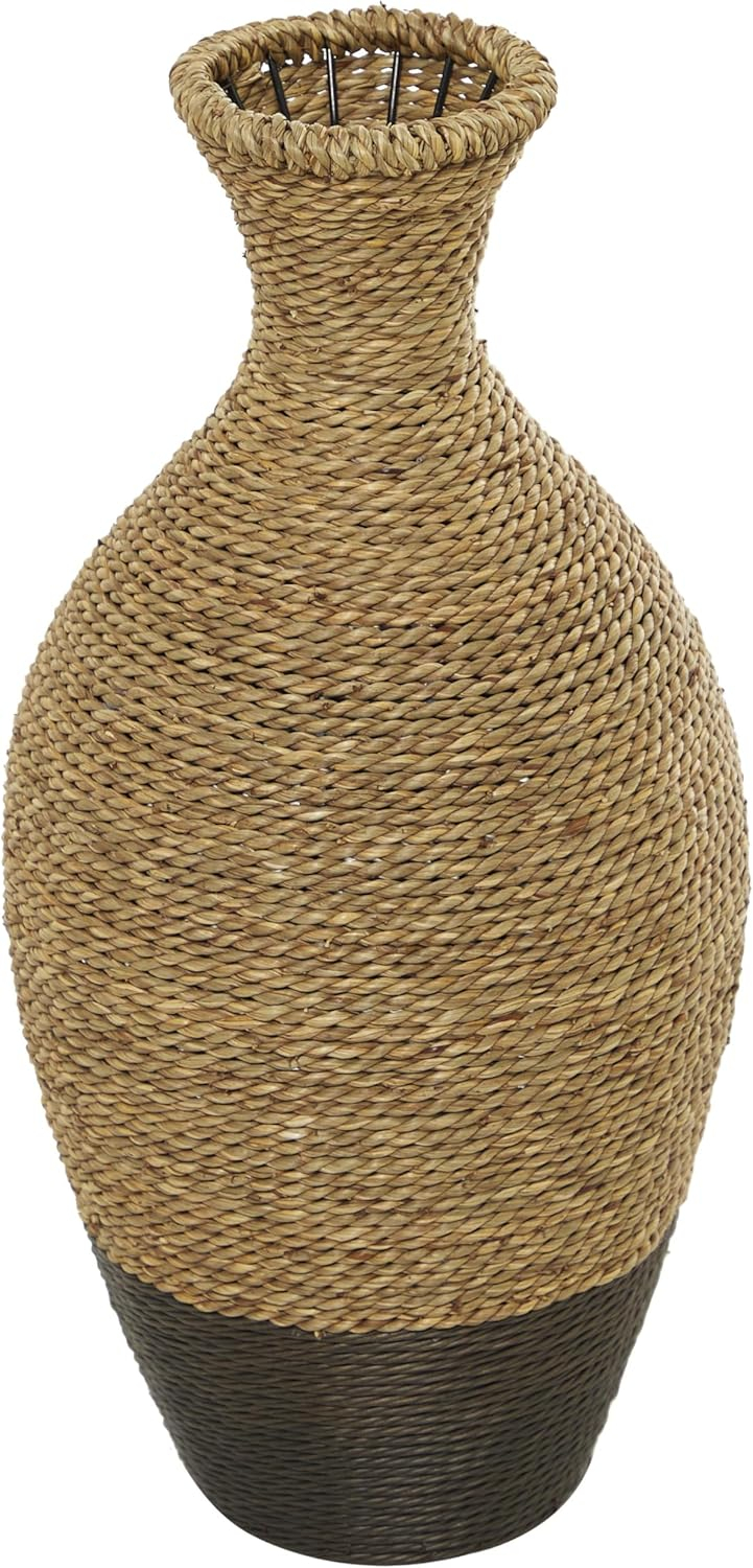 Deco 79 Bohemian Seagrass Amphora Vase, 10'' x 10'' x 21'', Brown (082413)