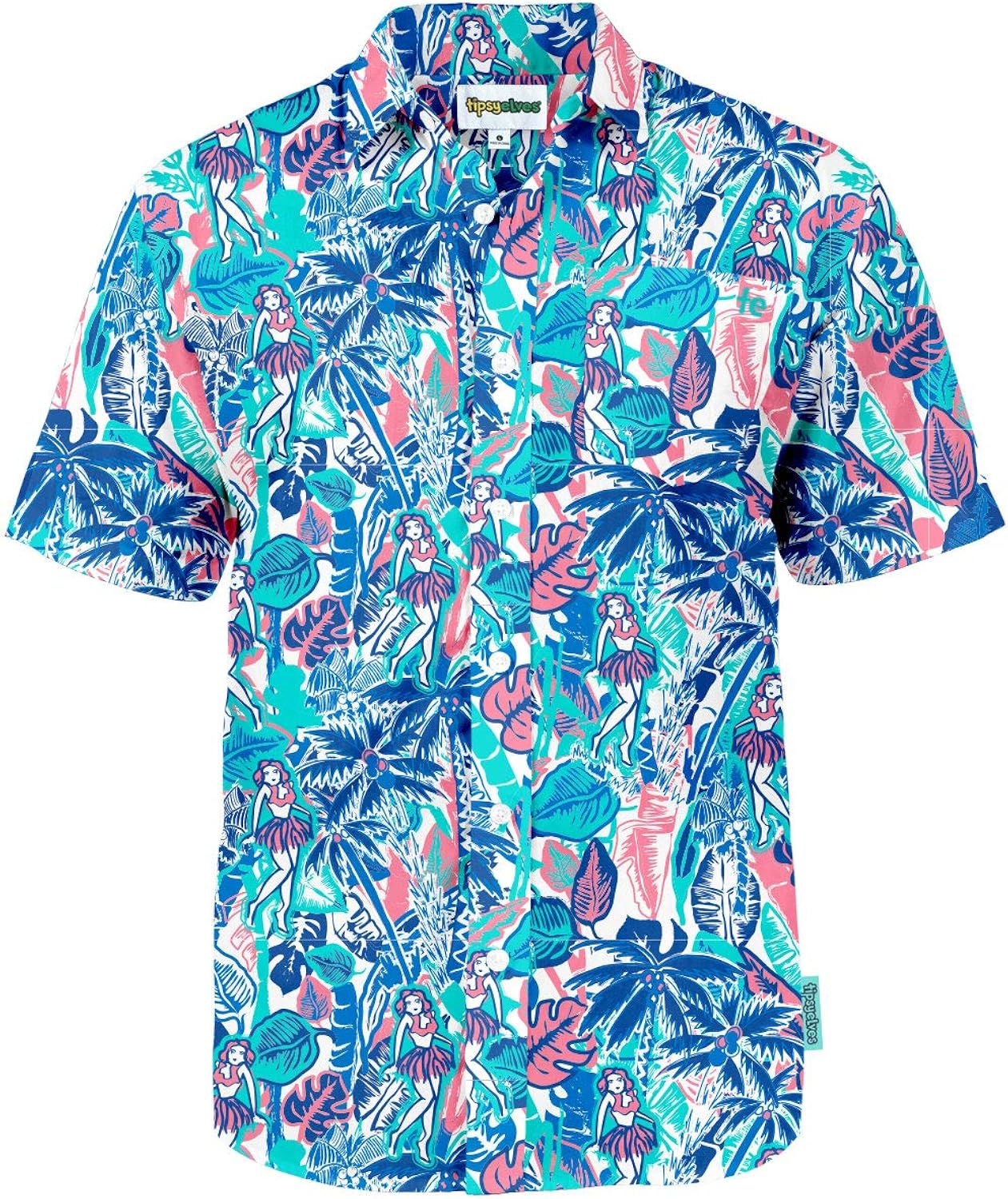 Tipsy Elves Men's Island Breeze Hawaiian Shirt - Funny Casual Beach Summer Shirts for Men: X-Large