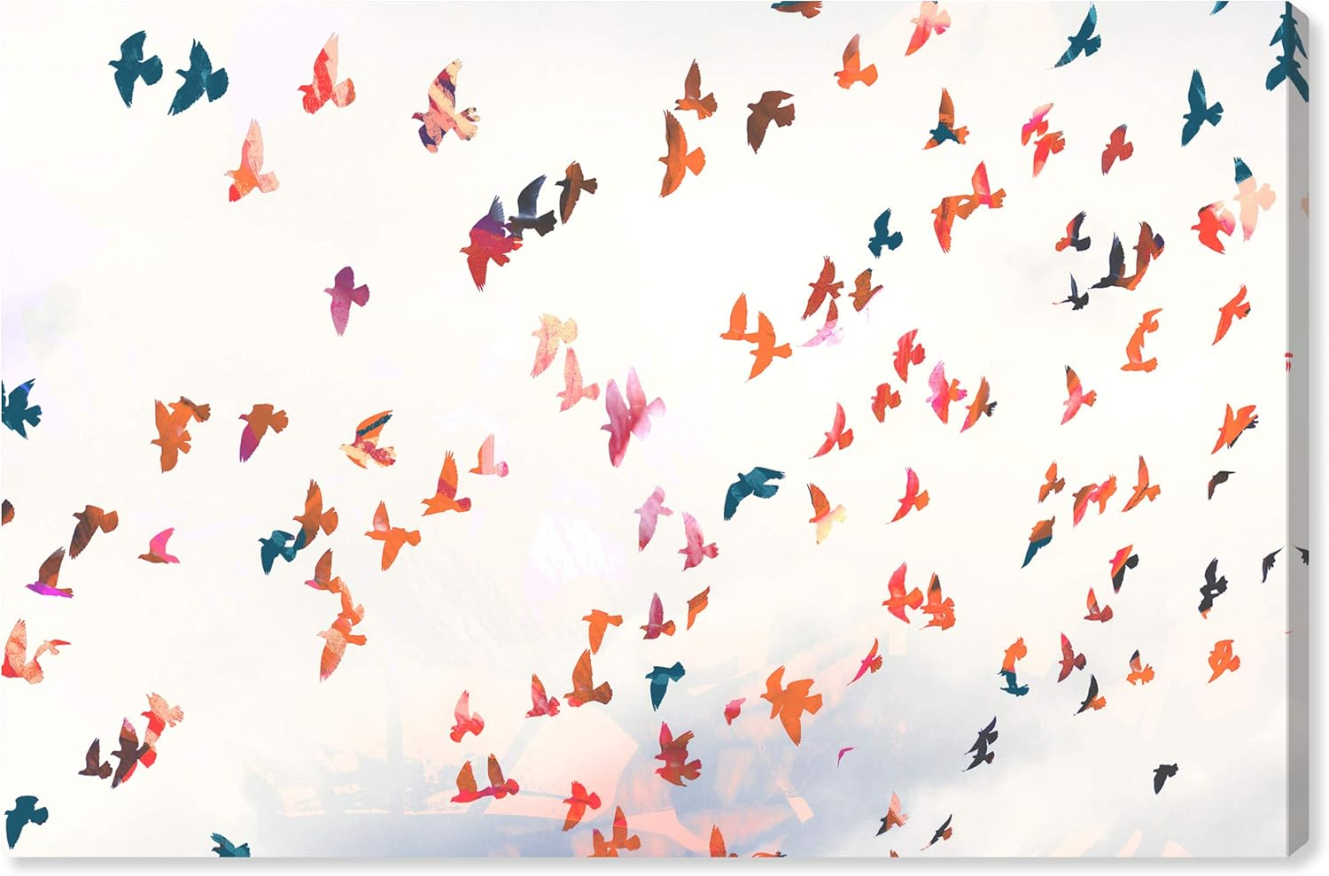 Wynwood Studio 'Birds in the Fall' Animals Wall Art Canvas Print - White, Orange, 36" x 24"