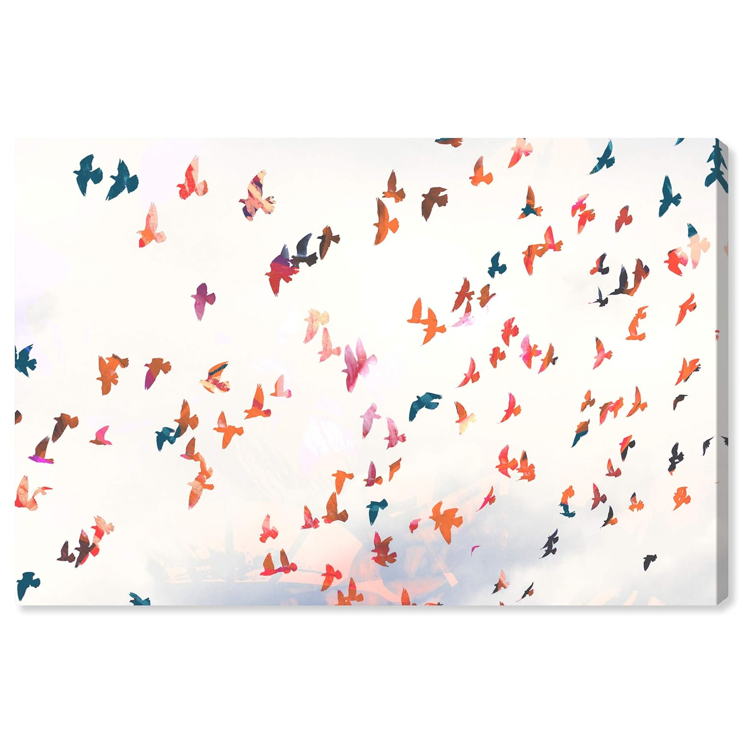 Wynwood Studio 'Birds in the Fall' Animals Wall Art Canvas Print - White, Orange, 36" x 24"