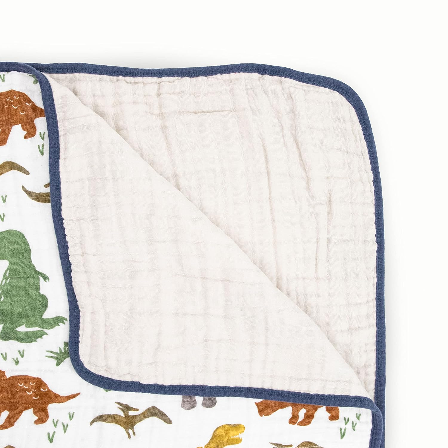 Dino Friends Blue Cotton Muslin Toddler Quilt