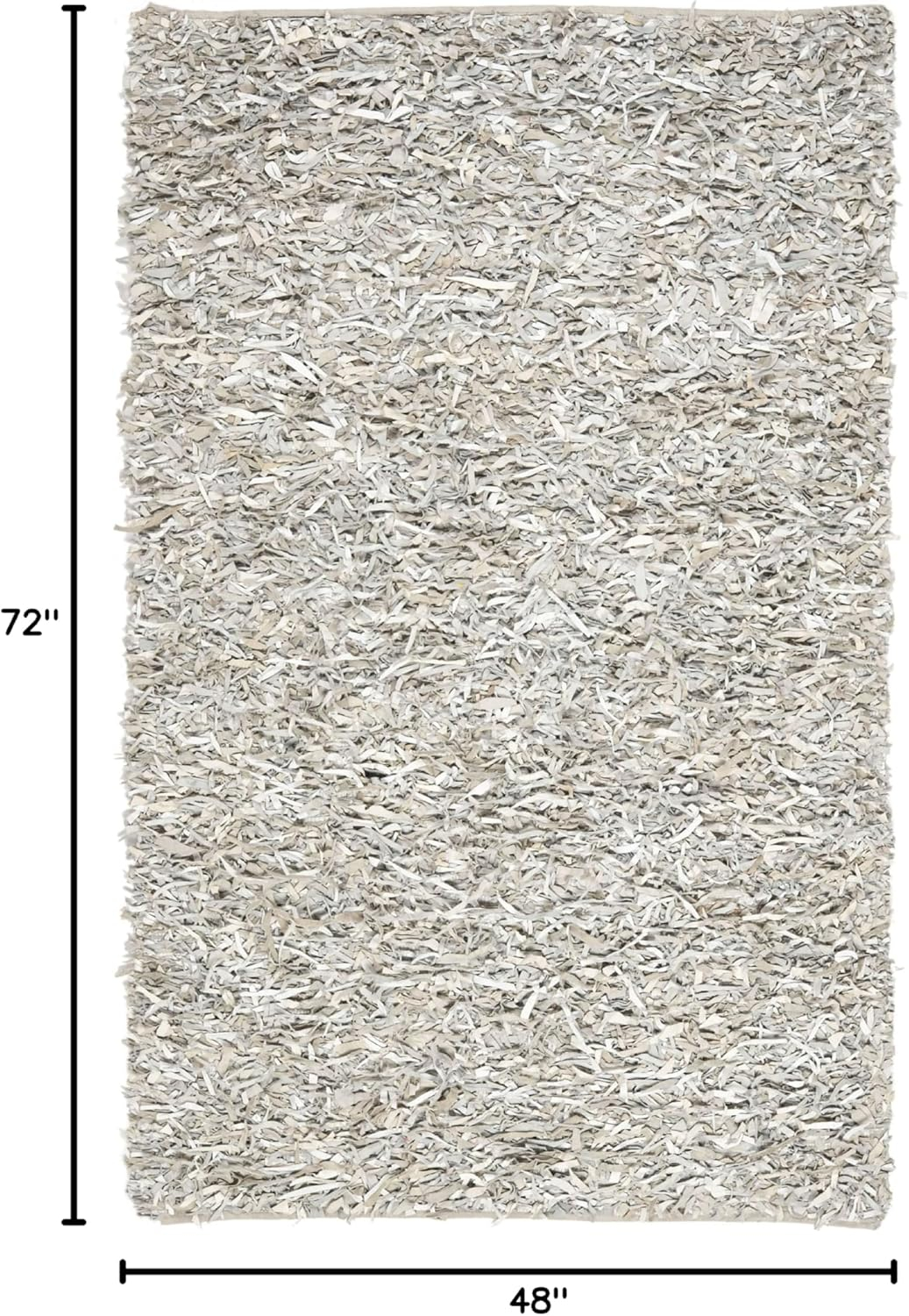 SAFAVIEH Mariam Leather Shag Area Rug, White, 4' x 6'