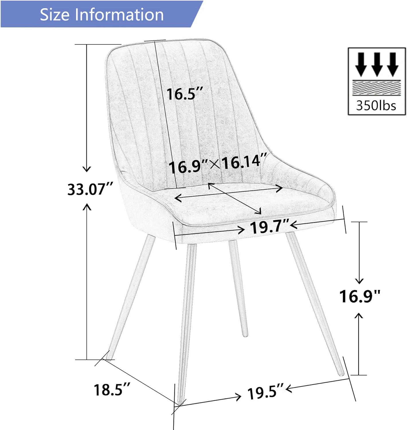 Alunaune Upholstered Dining Chairs Set of 2 Modern Faux Leather Armless Kitchen Chairs, Mid Century Leisure Accent Chair Living Room Desk Side Chair with Metal Legs-Grey