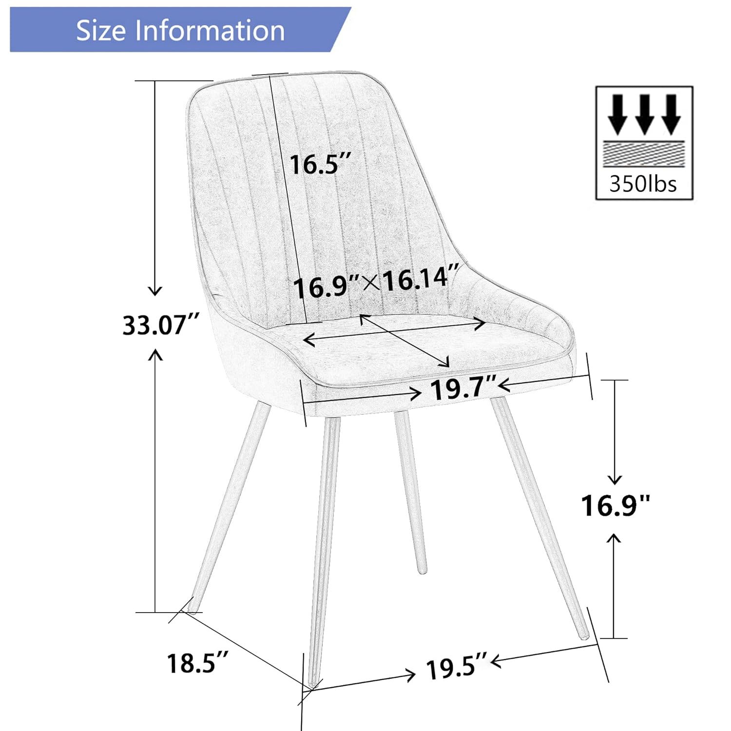 Alunaune Upholstered Dining Chairs Set of 2 Modern Faux Leather Armless Kitchen Chairs, Mid Century Leisure Accent Chair Living Room Desk Side Chair with Metal Legs-Grey