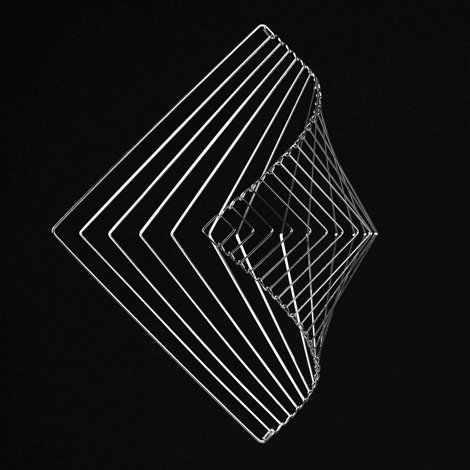 Square Wave | The Mesmerizing Kinetic Wind Spinner | Magical Calming Art Piece by Ivan Black (Silver)
