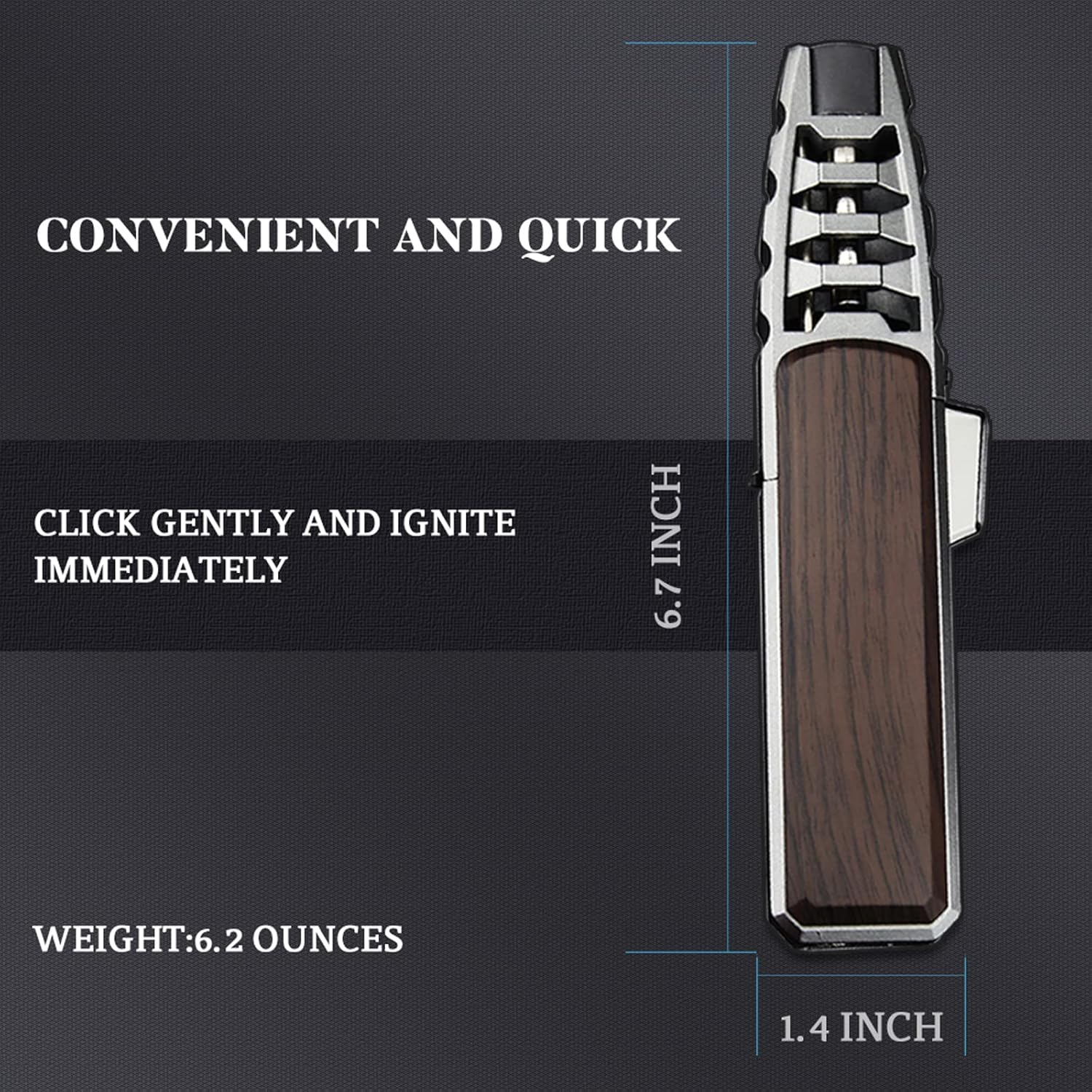 JOBON Butane Torch Lighter, Refillable Blow Jet Solar Flamethrower Best Torches, for Baking Cooking BBQ Kitchen Camping Creme Brûlée - No Gas Included (Old Gray Lacquer with Brown)