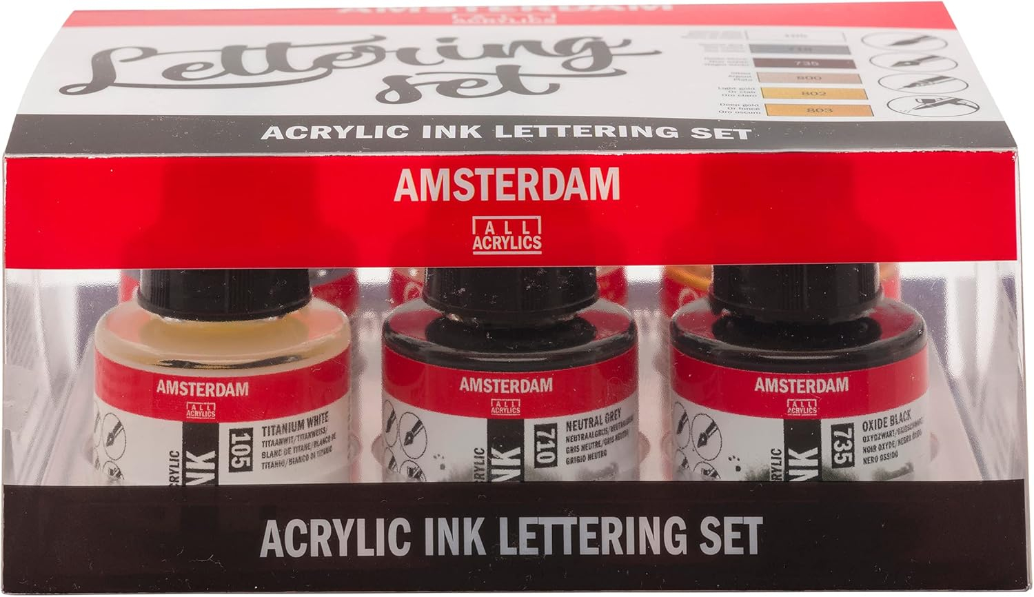 Amsterdam Acrylic Ink Lettering Set, 6-Colors