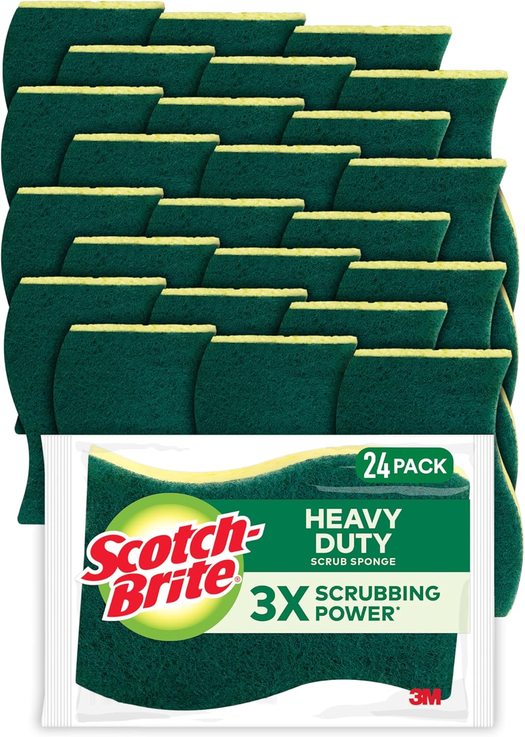 Scotch-Brite Heavy Duty Scrub Sponge Green/Yellow 3/Pack (HD-3) 517899