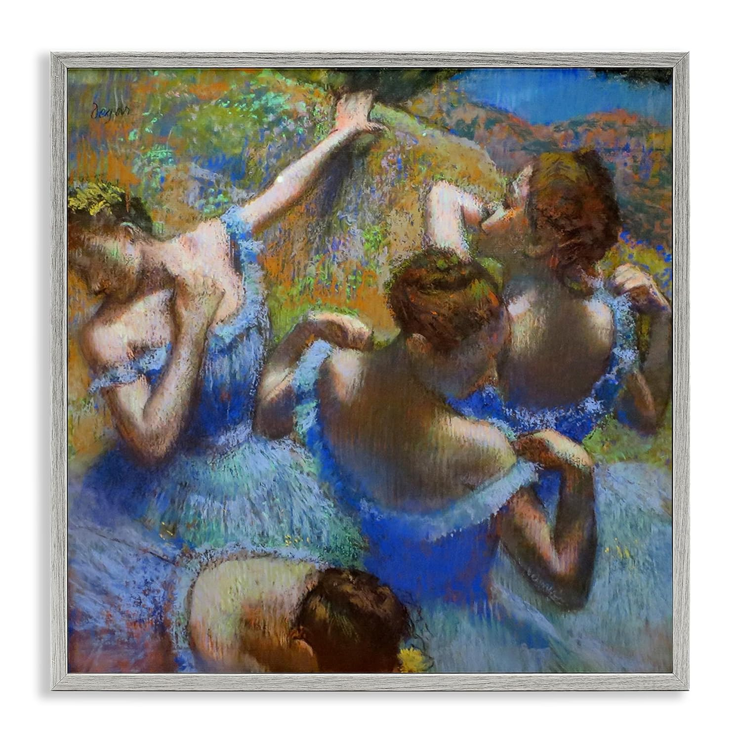 Stupell Industries Ballet Dancers Blue Green Classic Painting, Design by Edgar Degas Gray Framed Wall Art, 24x24