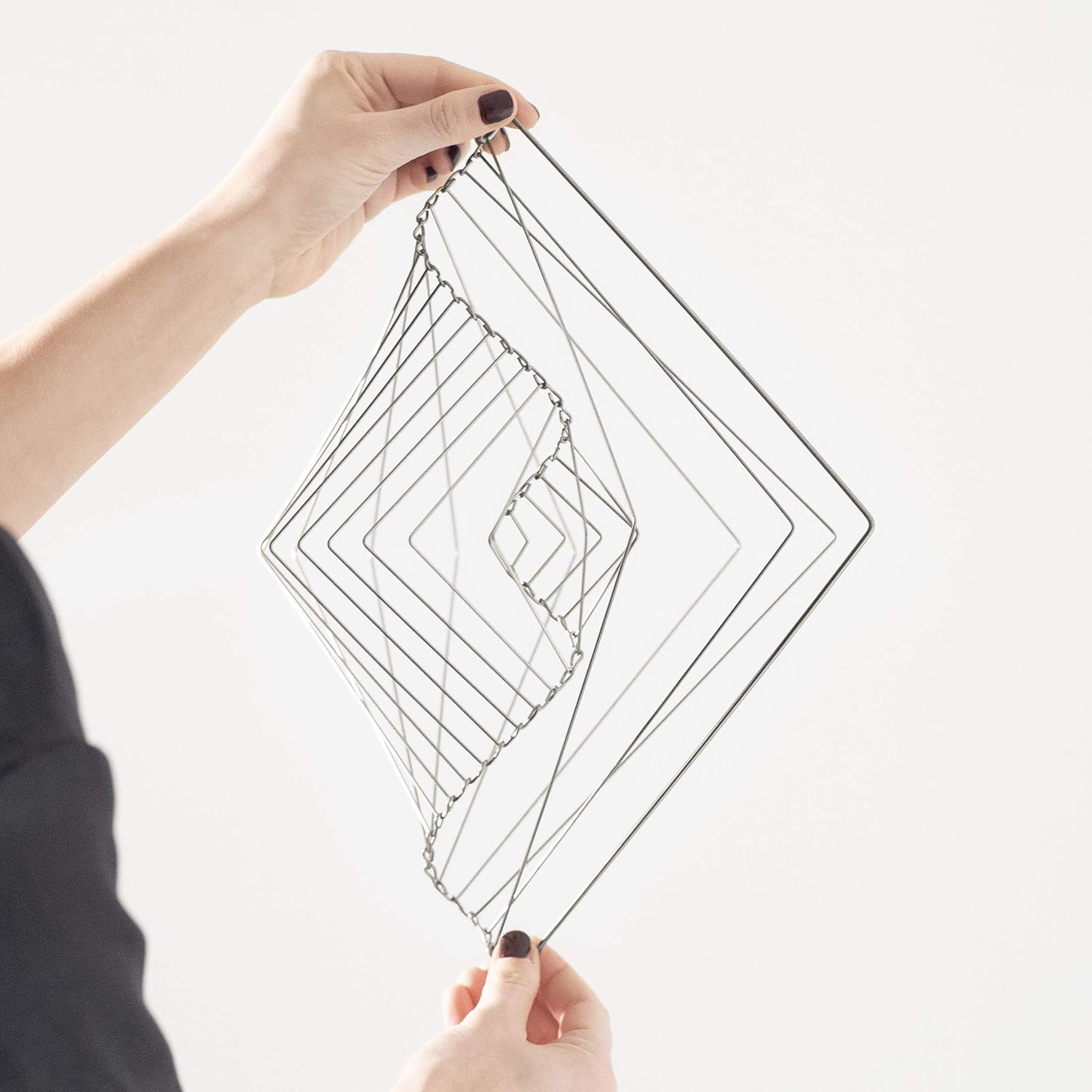 Square Wave | The Mesmerizing Kinetic Wind Spinner | Magical Calming Art Piece by Ivan Black (Silver)