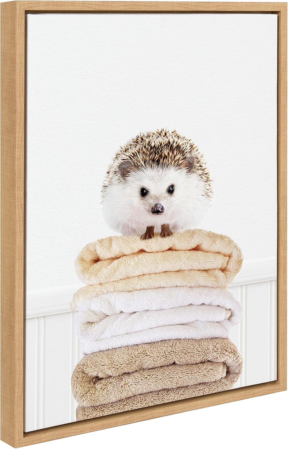 Natural Framed Hedgehog Canvas Print for Kids Room, 18x24