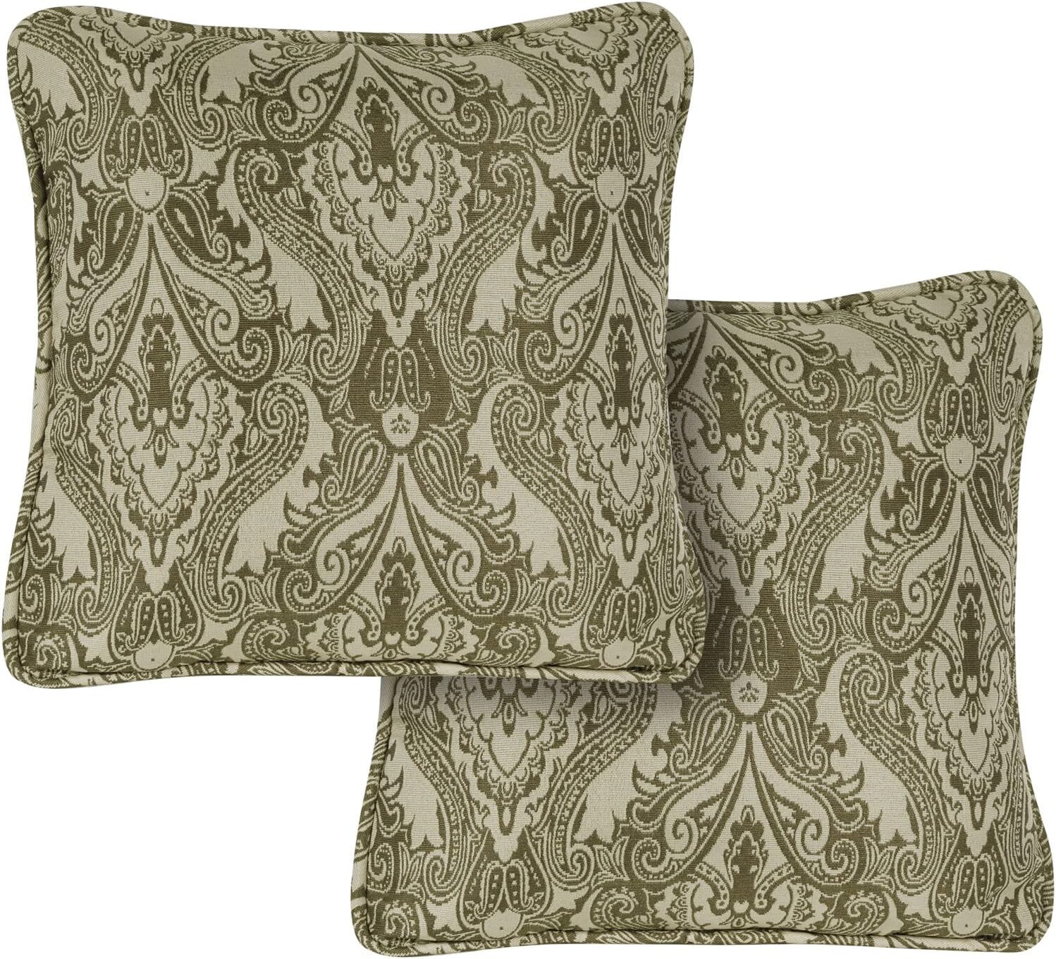 Hanover Medallion Indoor/Outdoor Throw Pillow, Decorative, Set of 2, Meadow Green - HANTPMED-MDW-2