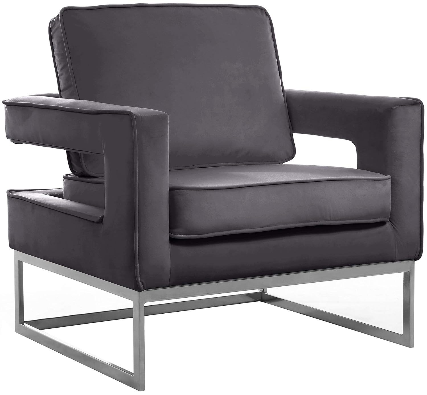 Meridian Furniture 19"H Velvet Accent Chair in Gray and Chrome