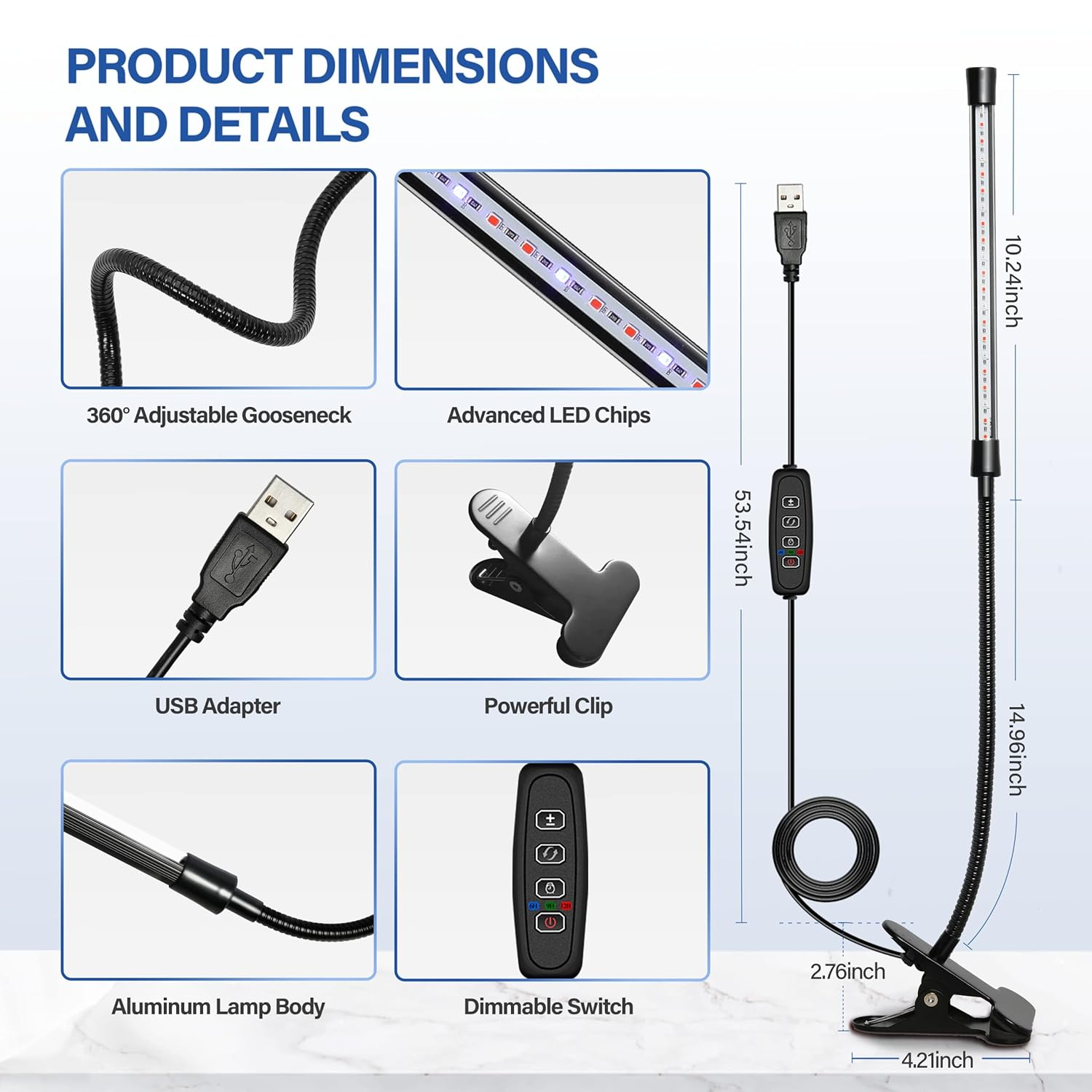 iPower LED Grow Lights with Full Spectrum Plant Growing Lamp for Indoor Plant, 3 Modes Timing Function, 1 Tubes, White