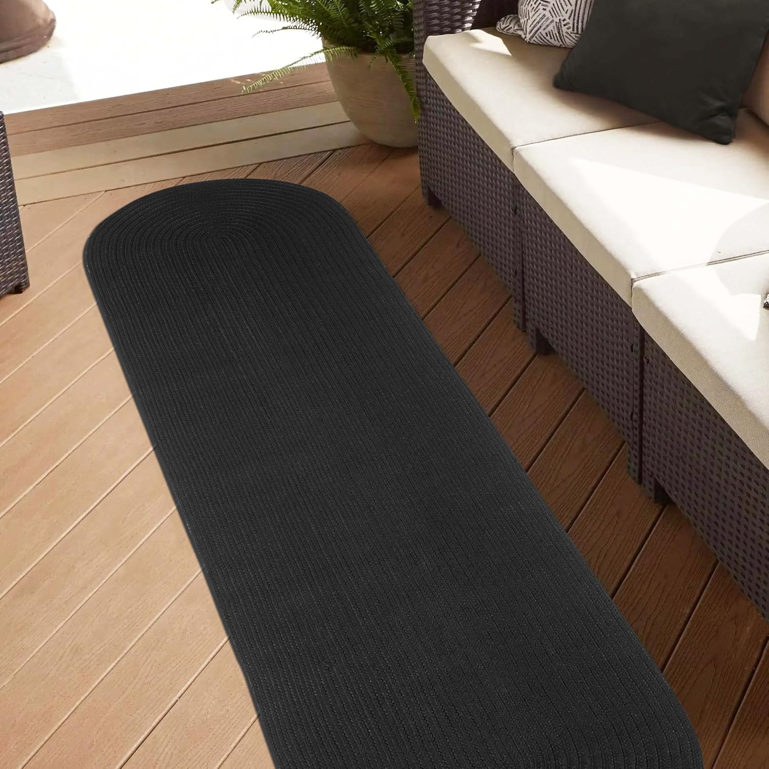 Superior Braided Indoor/ Outdoor Area Rug, 2' x 8' Oval, Lagoon Breeze