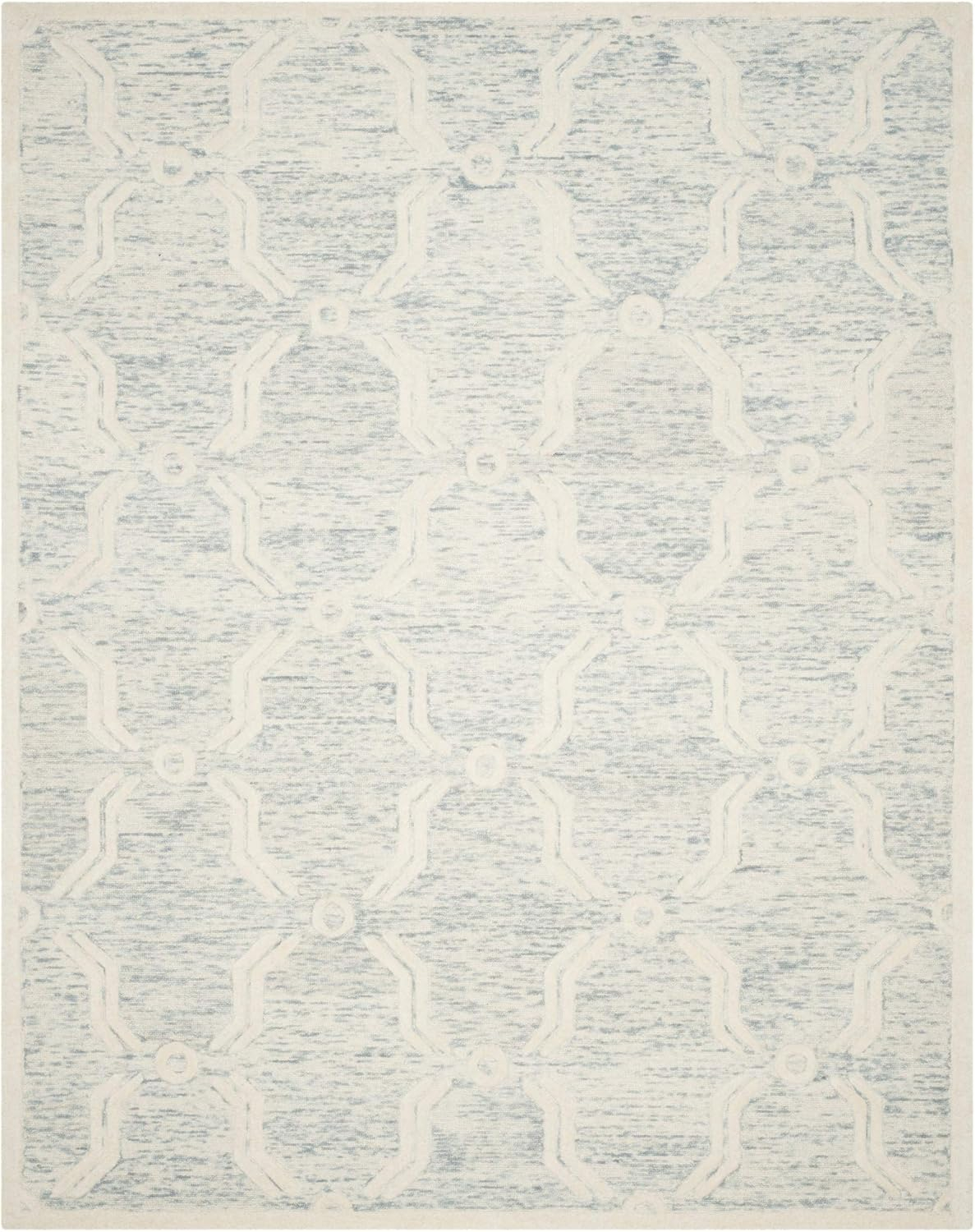 SAFAVIEH Cambridge Leland Faded Geometric Wool Area Rug, Light Blue/Ivory, 8' x 10'