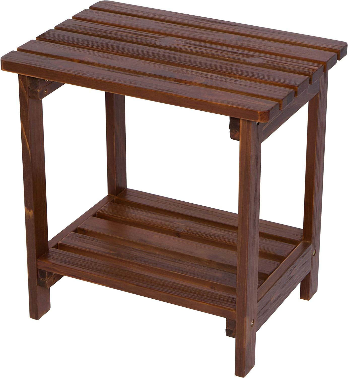 Shine Company Rectangular Traditional Wooden Indoor/Outdoor Side Table in Brown