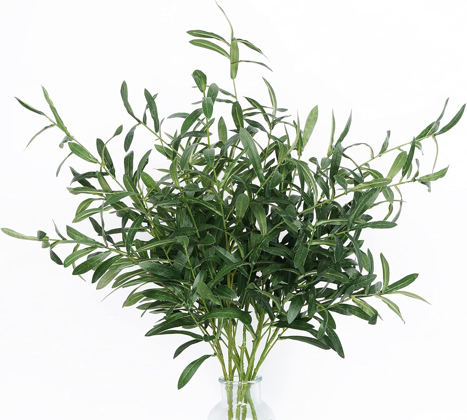 4 Pcs 43.3" Artificial Olive Branches Long Stems Silk Greenery Leaves Tall Fake Plant Greenery Branches Fake Olive Plants for Wedding Party Garden Home Office Indoor Outdoor Decor