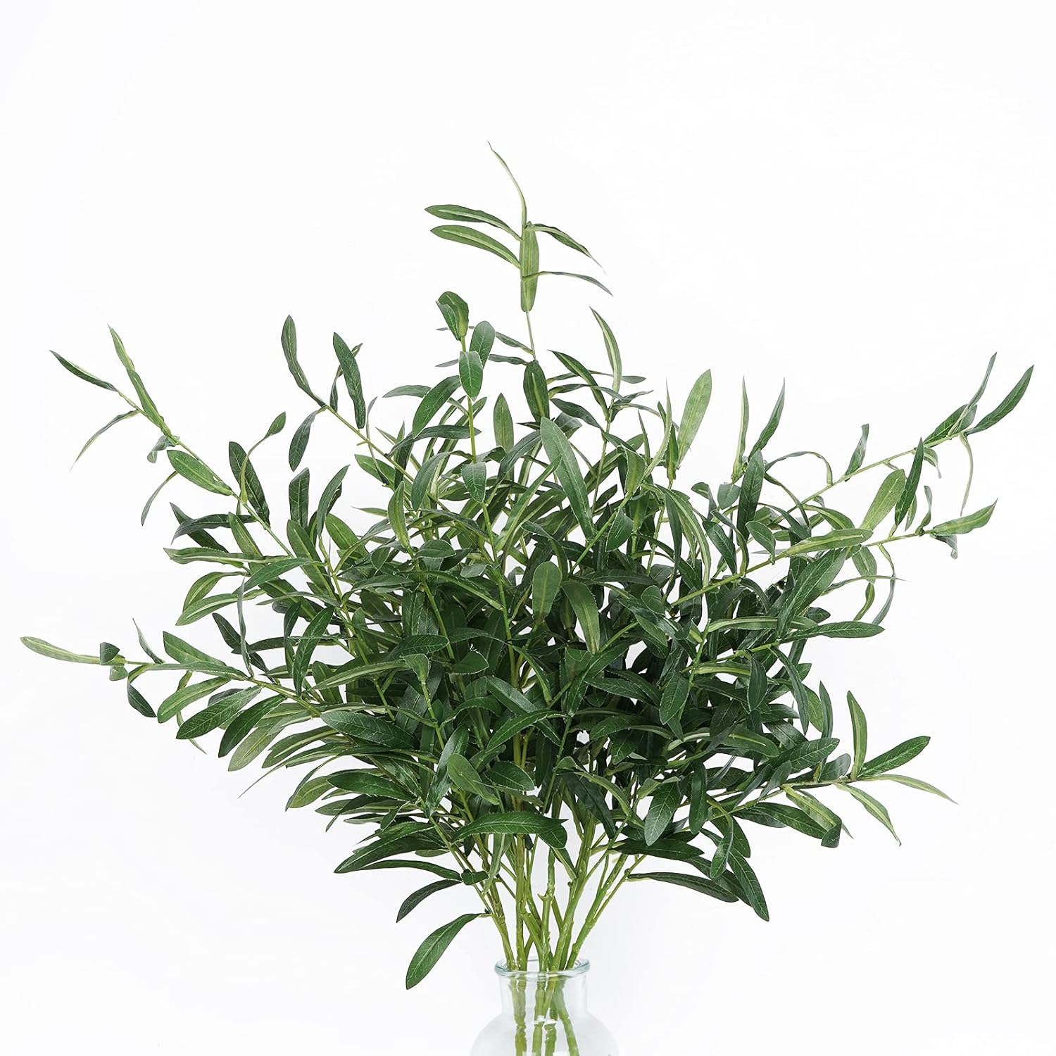 4 Pcs 43.3" Artificial Olive Branches Long Stems Silk Greenery Leaves Tall Fake Plant Greenery Branches Fake Olive Plants for Wedding Party Garden Home Office Indoor Outdoor Decor