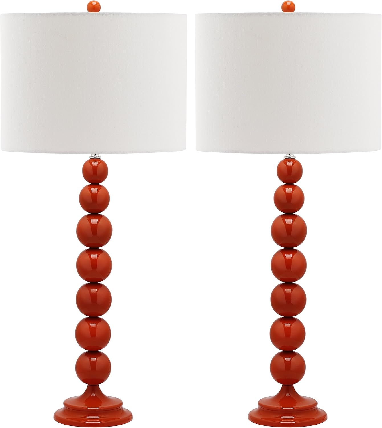 Jenna Stacked Ball Table Lamp (Set of 2) - 31.5 Inch Height - LIT4090 - Orange - Safavieh