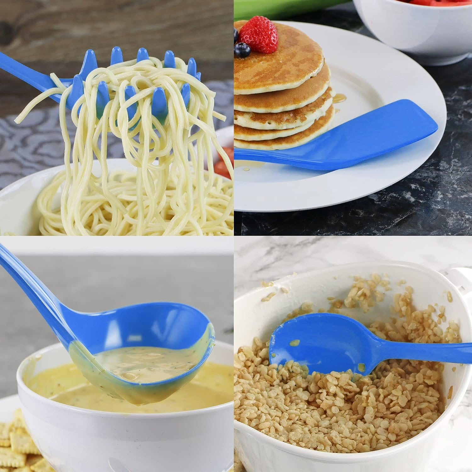 Reston Lloyd 6 Piece Kitchen Utensil Holder for kitchen counter, Utensils crock with Heat Resistant Spoon, Slotted Spoon, Ladle, Spatula BPA Free, Azure