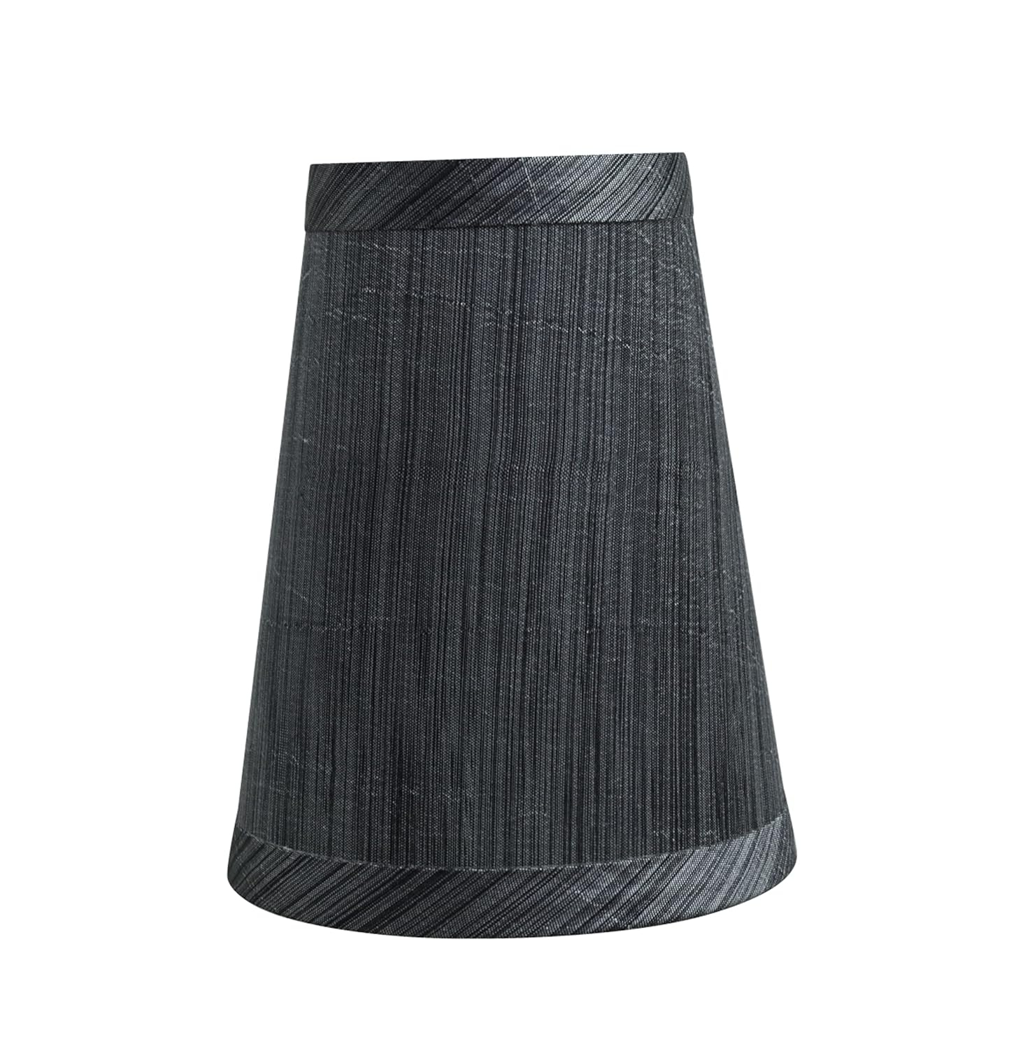 Aspen Creative 32651-2 Small Hardback Empire Shape Chandelier Clip-On Lamp Shade Set (2 Pack), Transitional Design in Grey & Black, 4" bottom width (2 1/2" x 4" x 5")