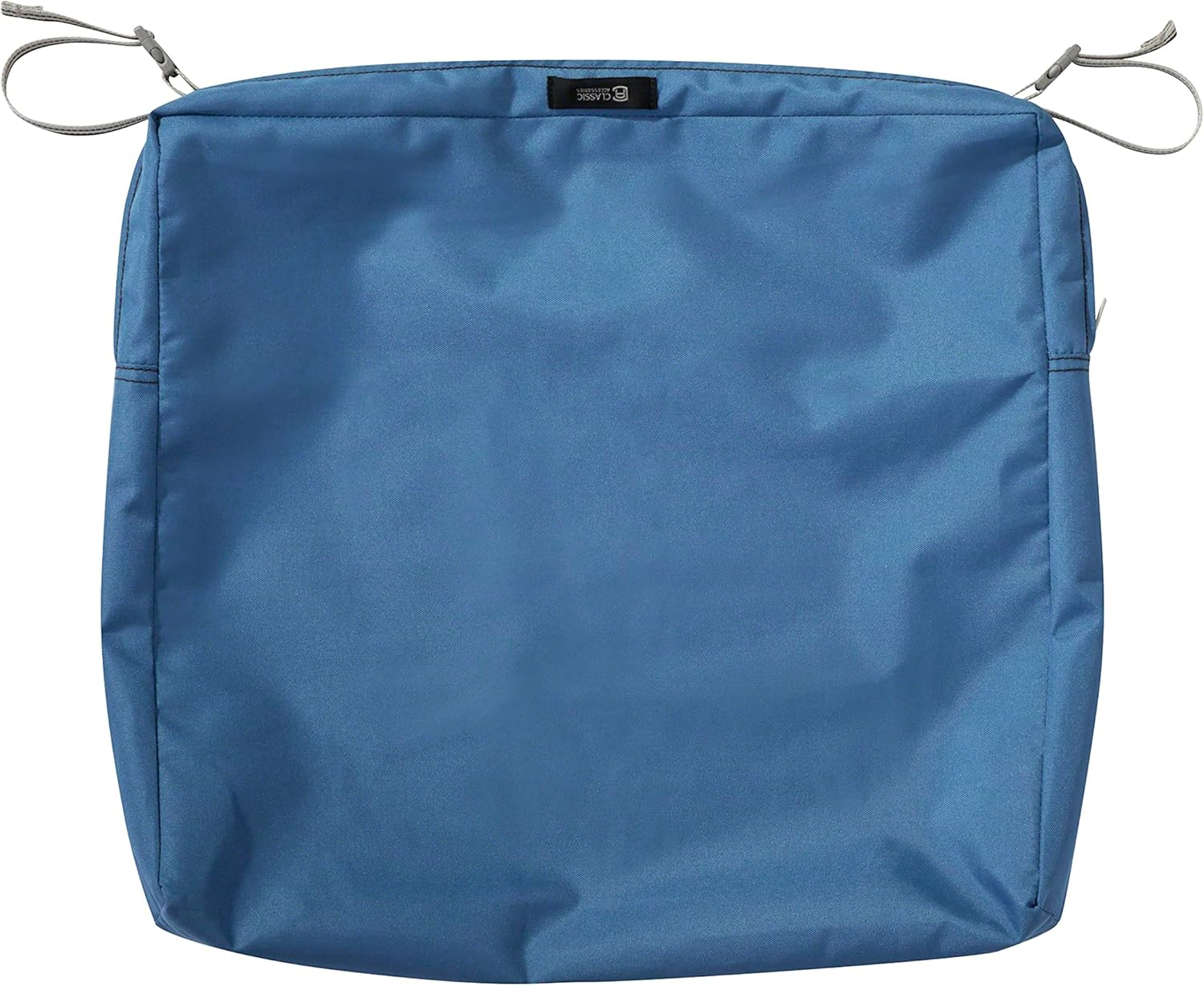 Classic Accessories Ravenna Water-Resistant Patio Seat Cushion Cover, 21 x 21 x 3 inch, Empire Blue