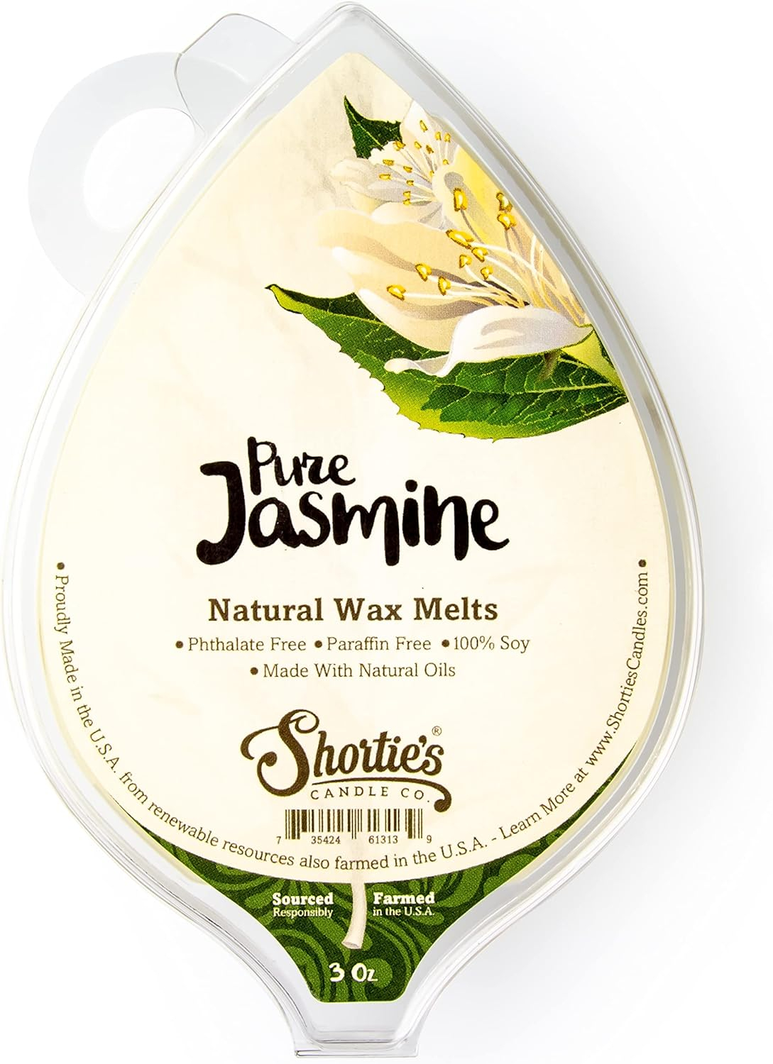 Jasmine Soy Wax Melts - All Natural + Essential Oils + Phthalate Free - Shortie