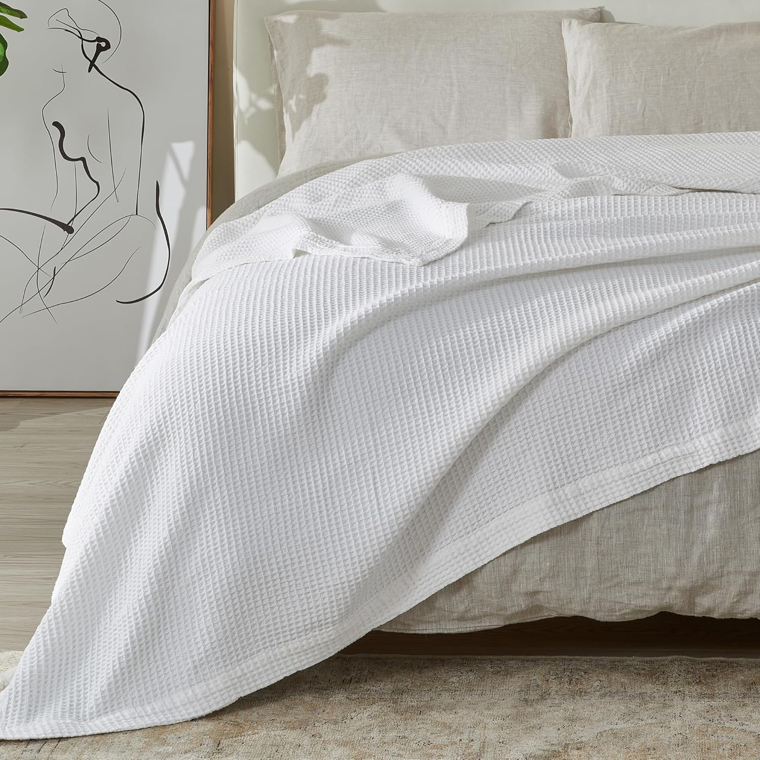 Vintage Comfort 100% Cotton Waffle Weave Thermal Bed Blanket, Twin