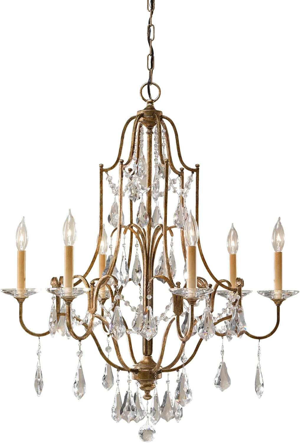 Feiss F2478/6OBZ Valentina Crystal Candle Chandelier Lighting, Bronze, 6-Light (29"Dia x 33"H) 360watts