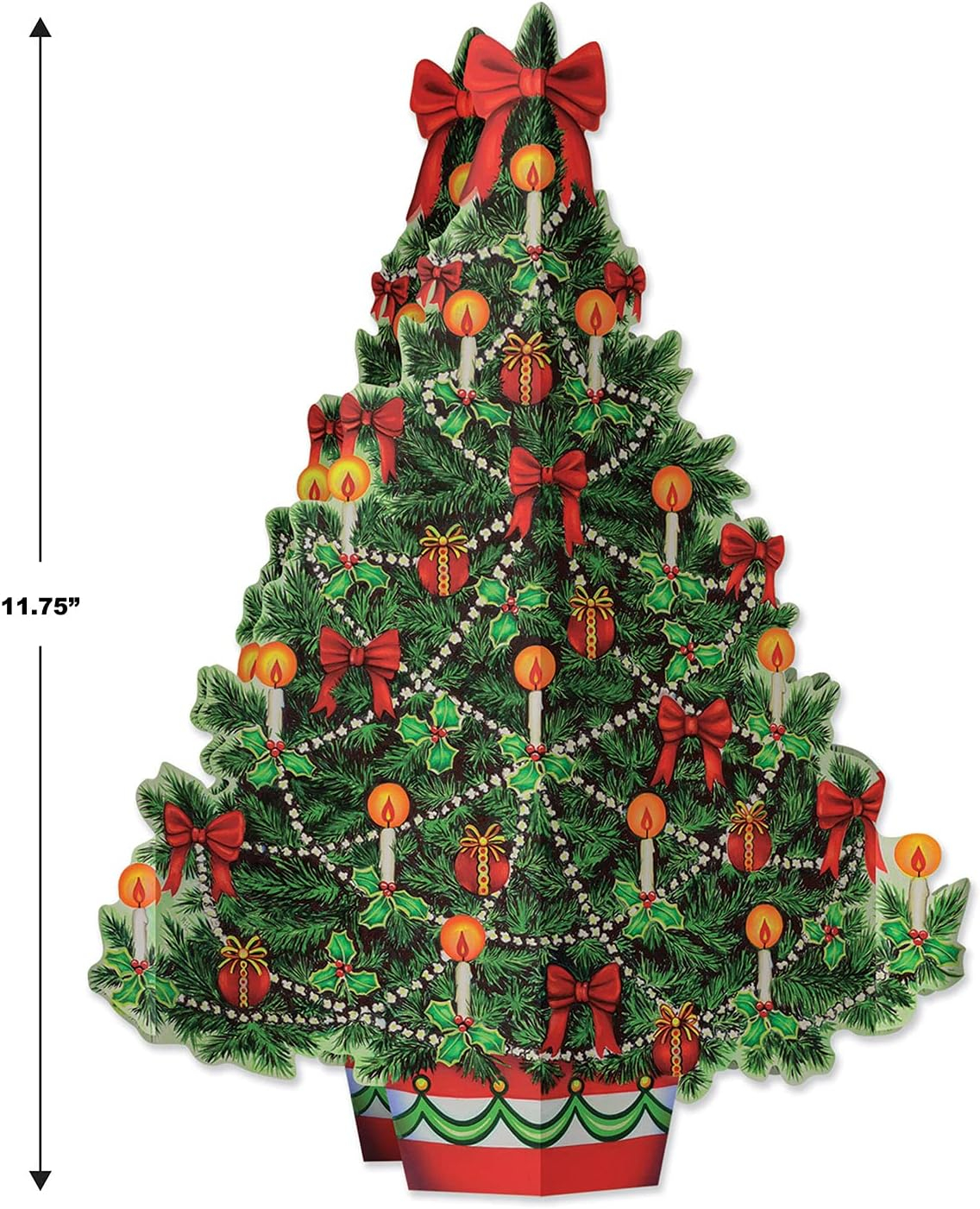Beistle 3 Dimensional Christmas Tree Tabletop Centerpiece for Winter Holiday Celebrations-Festive Decorations, Friends and Family Gatherings, 11.75", Multicolored
