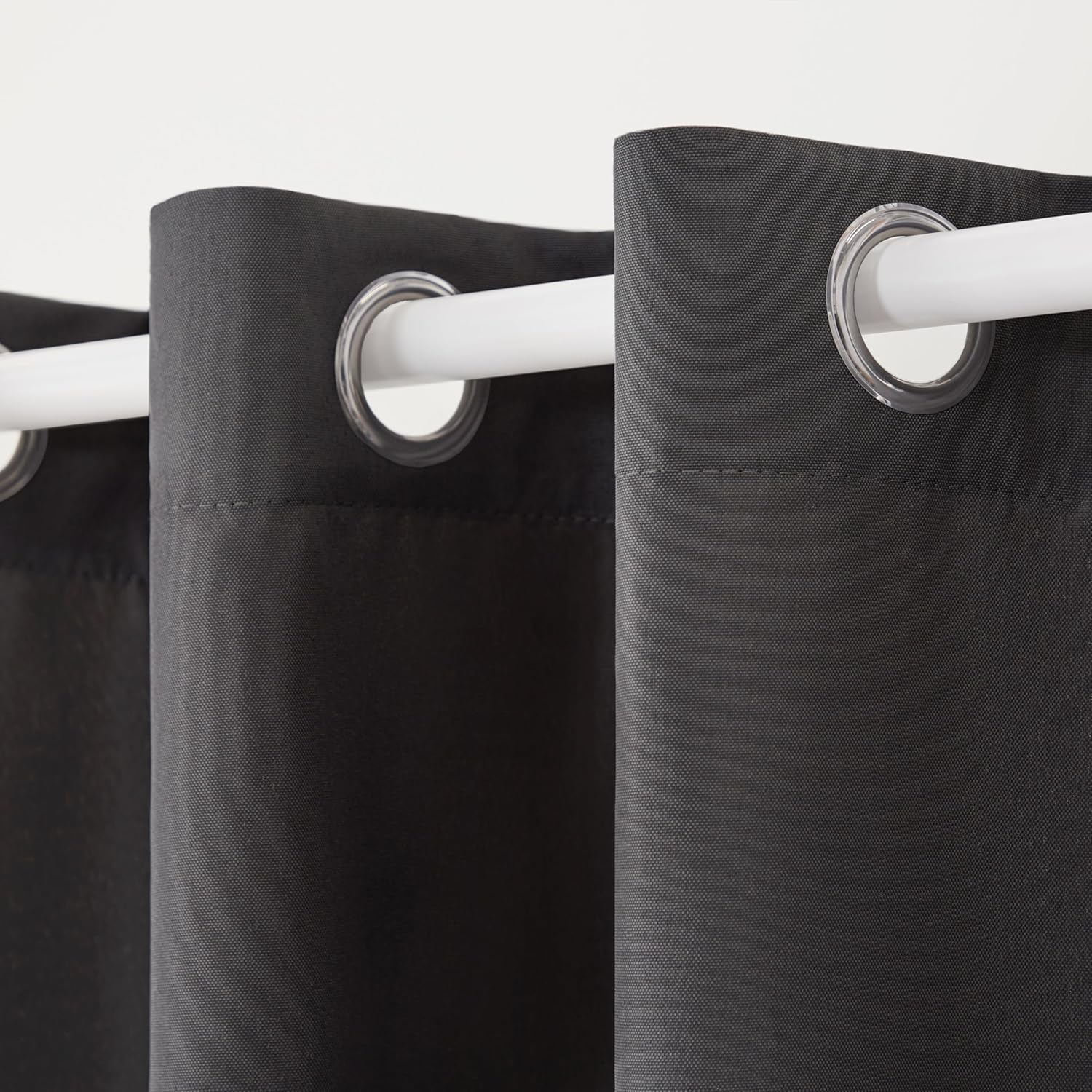 TOWN & COUNTRY BASICS Cabana Solid Heavyweight Indoor Outdoor Curtains, Light Filtering Opacity with Grommet Top, Water Repellent, 2-Pack Set, 54"x108", Charcoal