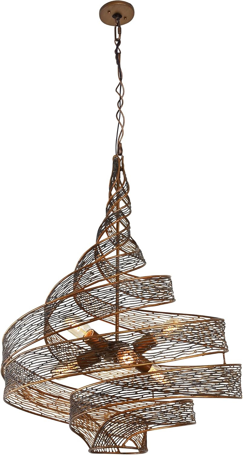 Hammered Ore Finish Hand-Forged Steel 6-Light Pendant