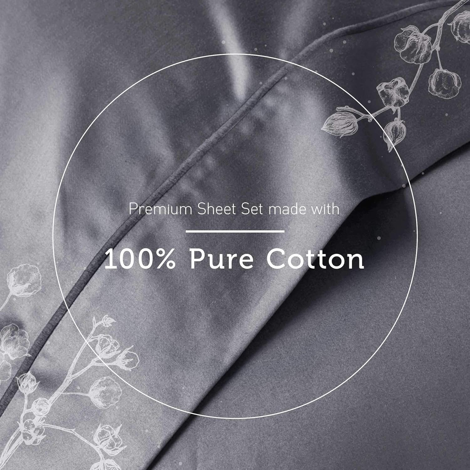 Hyde Lane California King Sheets - 1000 Thread Count Luxury Cotton, Deep Pocket Fitted Sheet Set, Soft & Breathable Sateen Weave, Durable & Elegant Bedding (Grey)