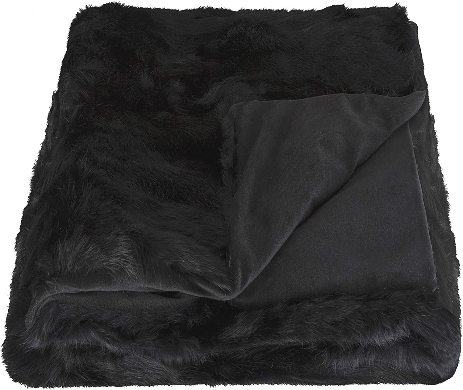 Natural Thick and Lush Pile Soft Microsuede Backing Genuine Rabbit Fur Throw Blanket, Tan, 50 in x 60 in