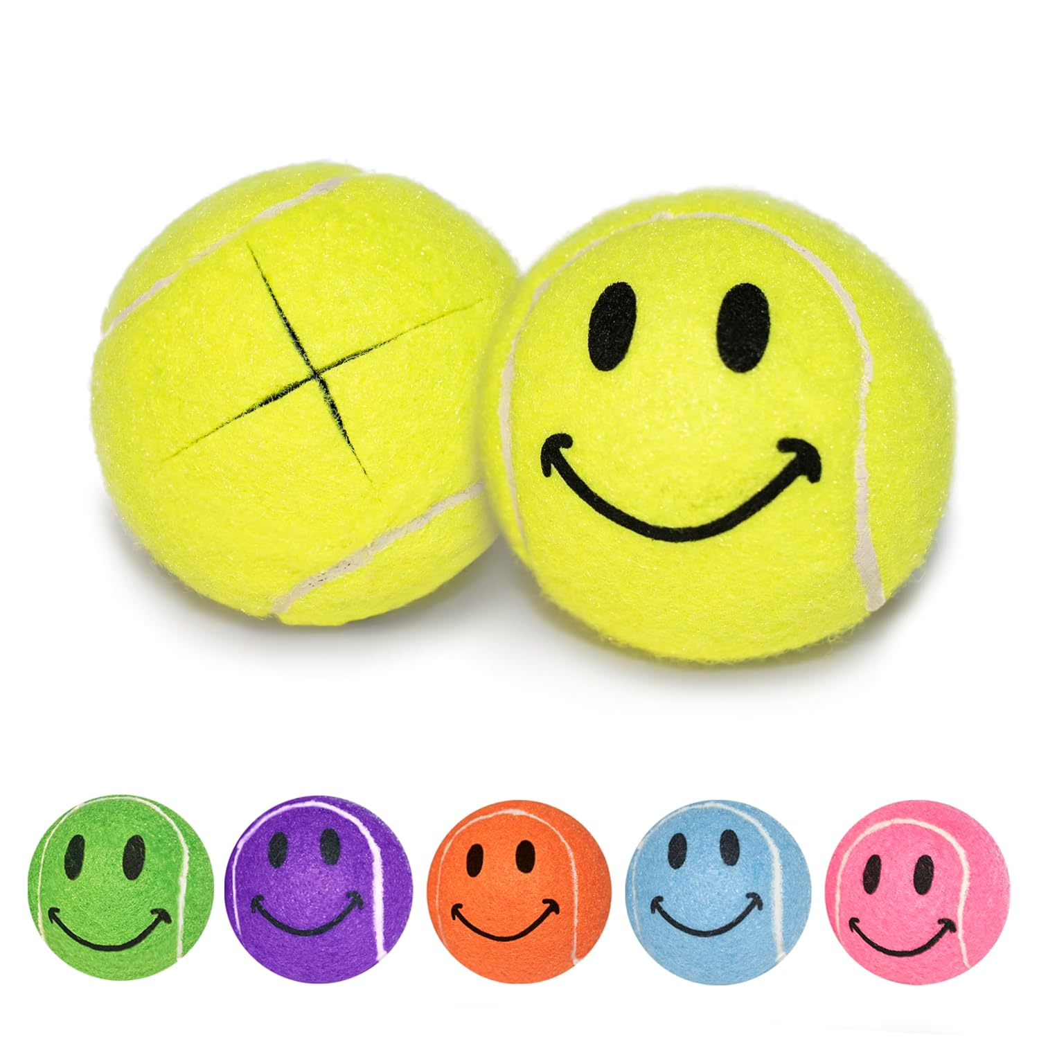 2 Pcs Smiley Pre-cut Walker Tennis Ball Glides Yellow Color
