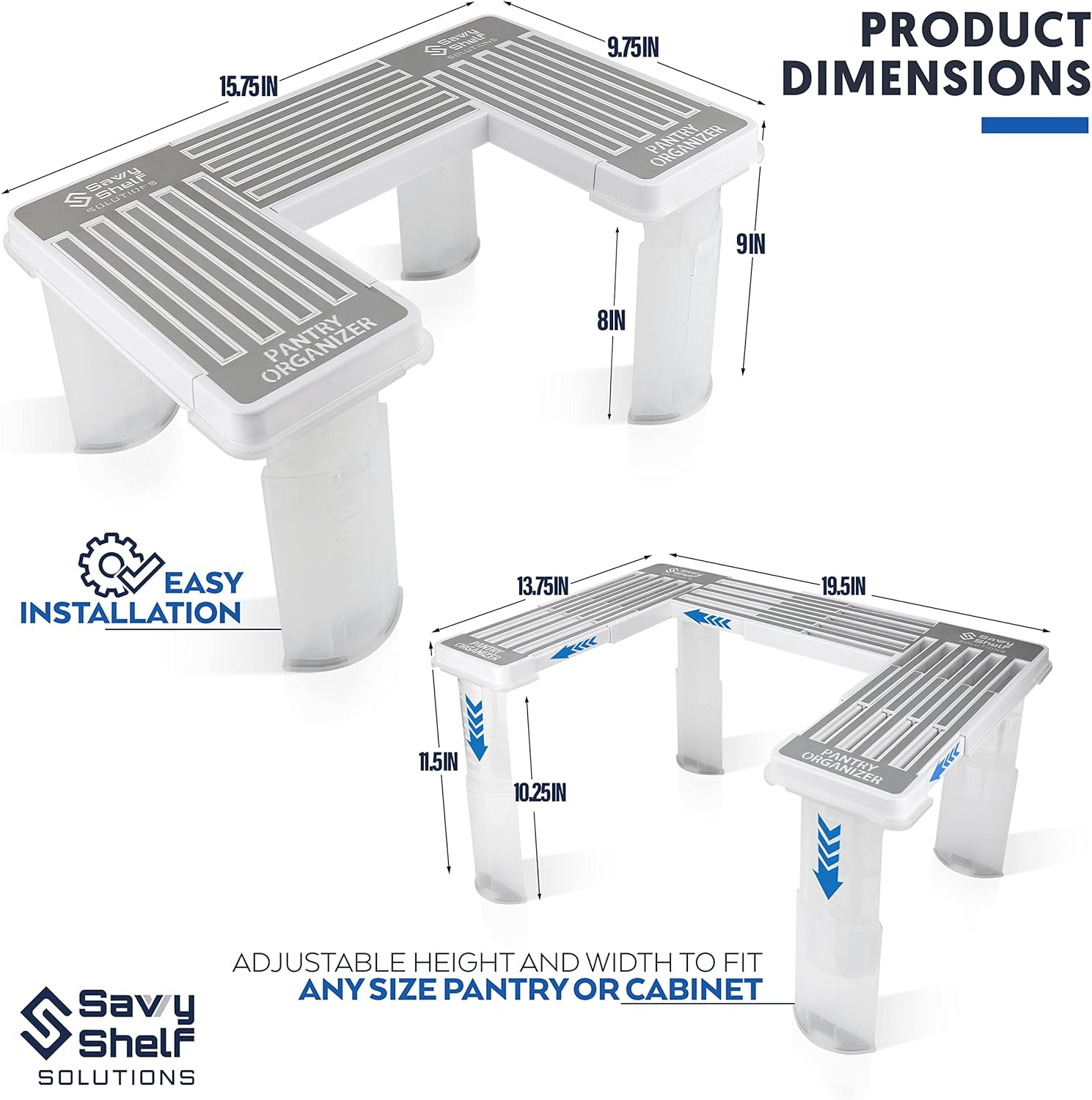 Adjustable Clear Plastic Pantry Spice Rack and Can Organizer