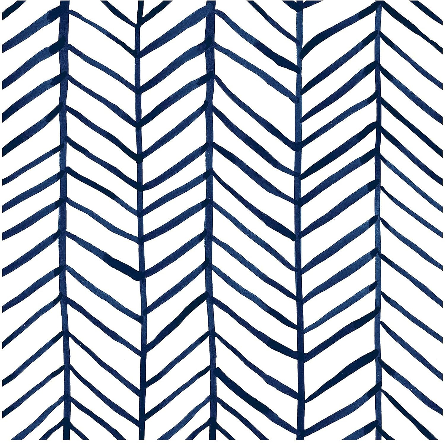 HAOKHOME Blue Wallpaper Navy Peel and Stick Wall Paper Modern Stripe for Bathroom Herringbone Removable Decoration 17.7in x 32.8ft
