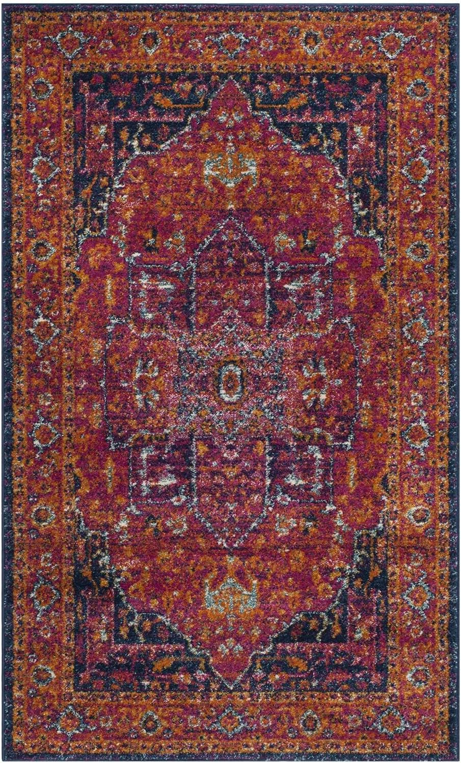 SAFAVIEH Evoke Westley Traditional Floral Area Rug, Fuchsia/Orange, 3' x 5'
