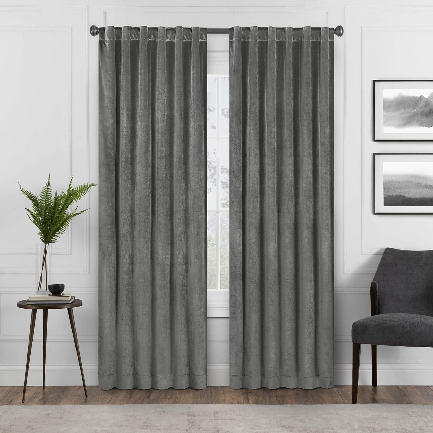Eclipse 108-Inches Charcoal Blackout Standard lined Rod pocket Single curtain panel