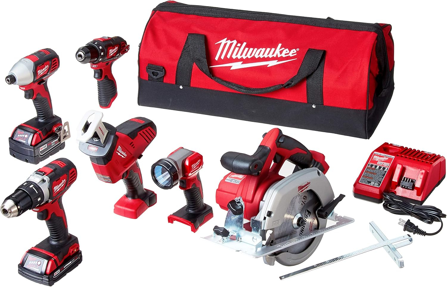 Milwaukee M18 18V Lithium-Ion Cordless Power Tool Set, 5 Pack