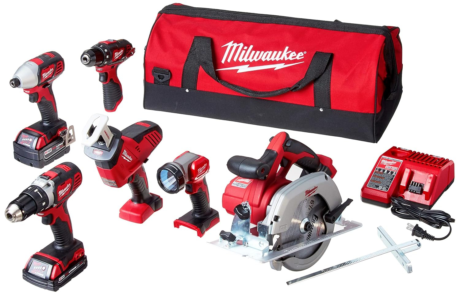 Milwaukee M18 18V Lithium-Ion Cordless Power Tool Set, 5 Pack