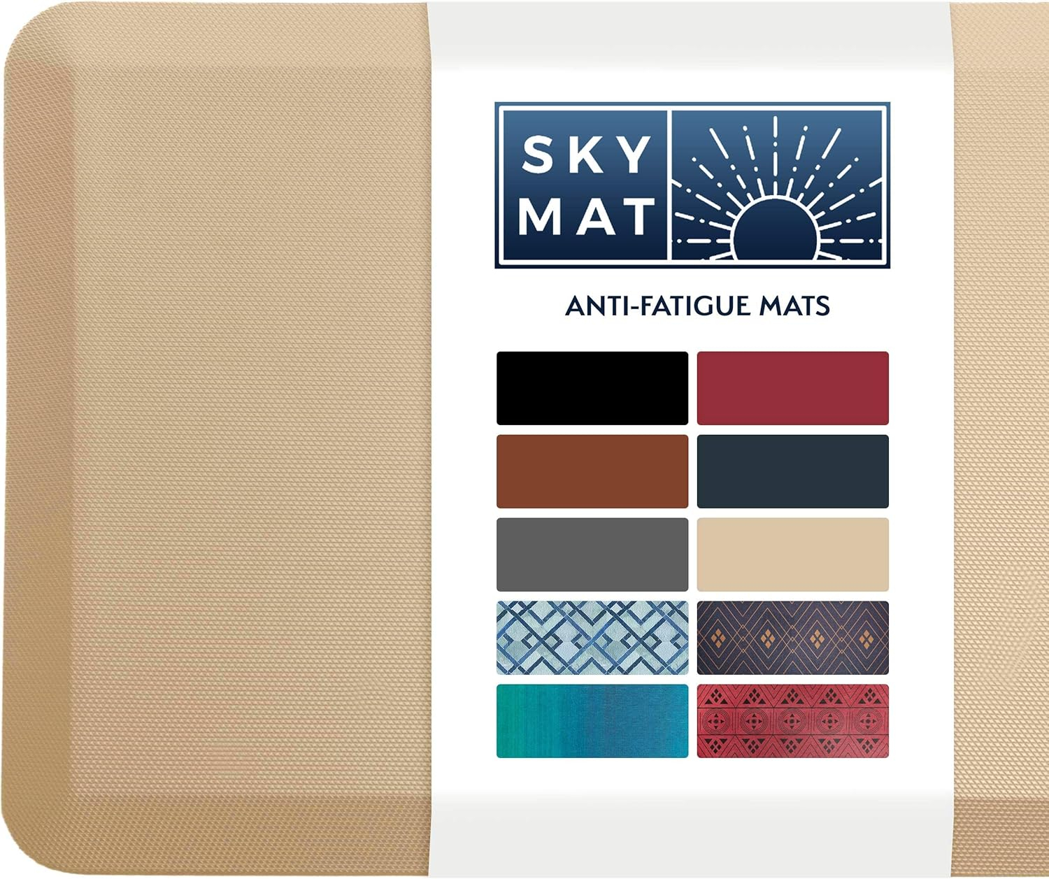 Sky Solutions Anti Fatigue Floor Mat - 3/4" Thick Cushioned Kitchen Rug, Standing Desk Mat - Comfort at Home, Office, Garage - Non Slip, Durable and Stain Resistant (20" x 39", Beige)