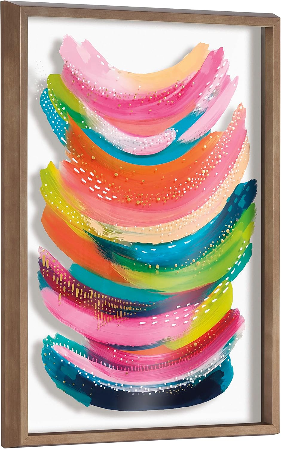 Kate and Laurel Blake Bright Abstract Framed Printed Glass Wall Art by Jessi Raulet of Ettavee, 18x24 Gold, Modern Colorful Abstract Art for Wall