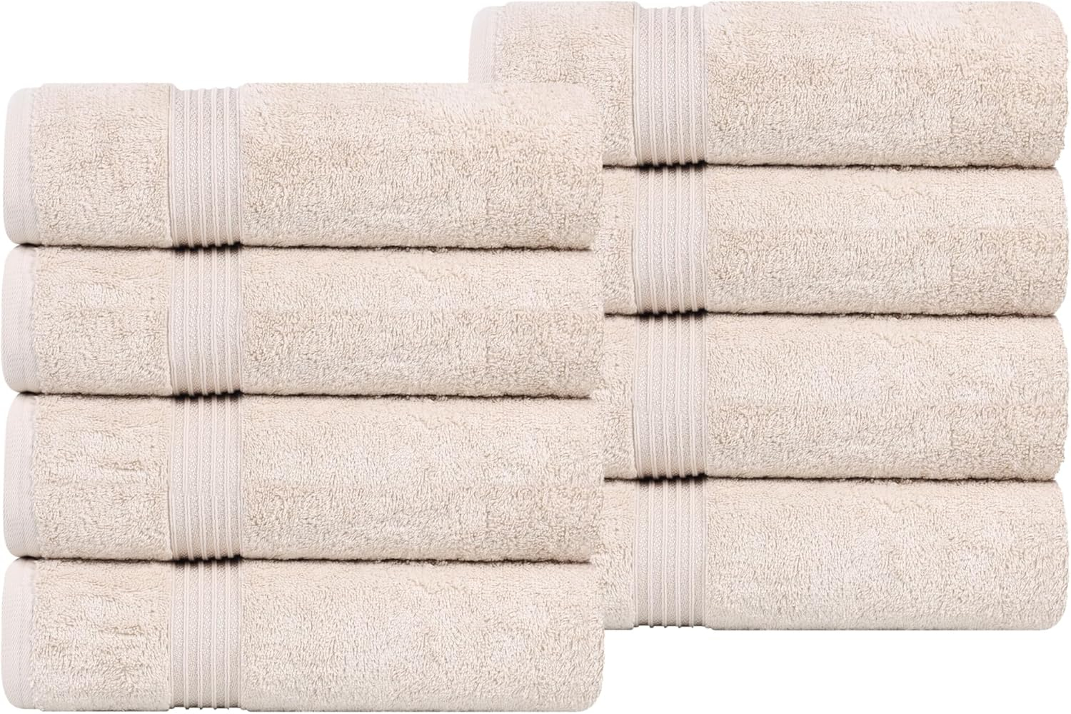 Superior Egyptian Cotton Hand Towel Set, Small Towels for Home Bathroom, Master, Guest Bath, Decor Essentials, Quick Dry, Absorbent, Kitchen, Spa, Hotel, Resort, Adult, Kids, Set of 8, Stone