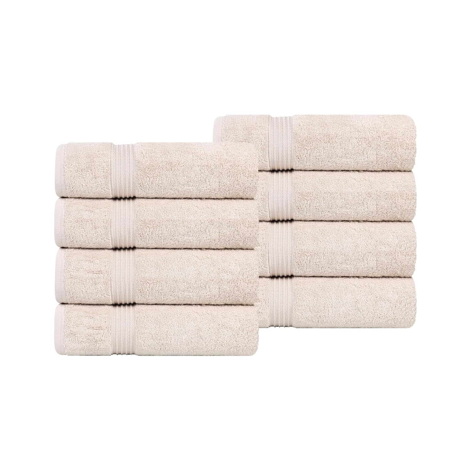 Superior Egyptian Cotton Hand Towel Set, Small Towels for Home Bathroom, Master, Guest Bath, Decor Essentials, Quick Dry, Absorbent, Kitchen, Spa, Hotel, Resort, Adult, Kids, Set of 8, Stone
