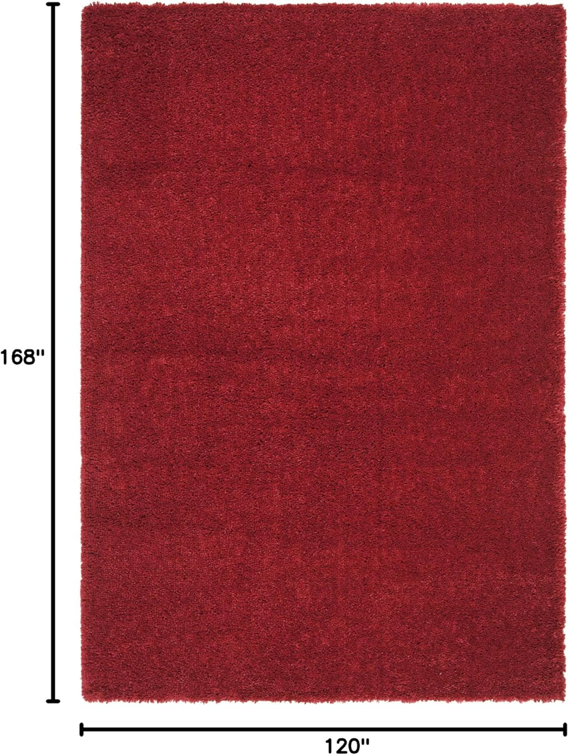 SAFAVIEH August Carlene Solid Plush Shag Area Rug, Red, 10' x 14'