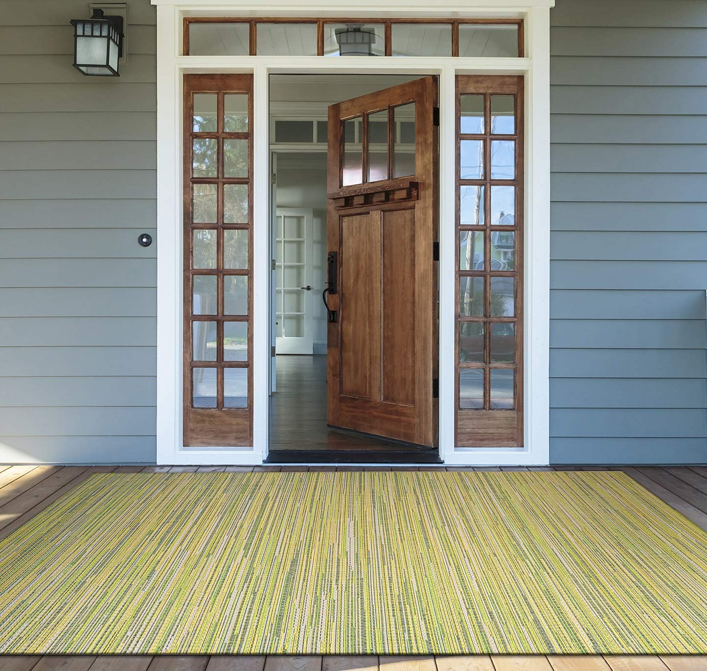 Couristan Monaco Alassio Indoor/Outdoor Area Rug, 5'10" x 9'2", Sand-Sea Mist Green-Lemon Yellow