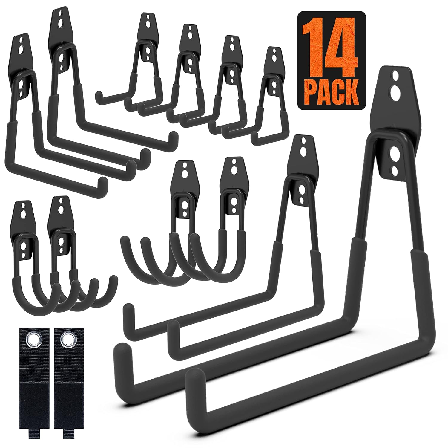 Garage Hooks Heavy Duty 12 Pack Steel Garage Storage Hooks Tool Hangers for Garage Wall Utility Wall Mount Garage Hooks and Hangers with Anti Slip Coating for Garden Tools Ladders Bulky Items